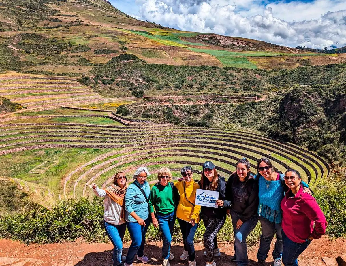The concentric circular terraces of Moray on a full-day Sacred Valley tour from Cusco, Peru